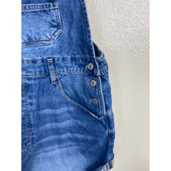 Free People Ziggy Shortall We The Free Womens Denim Short Overalls size XL Blue - Picture 16 of 16
